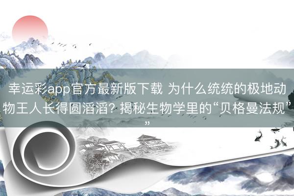 幸运彩app官方最新版下载 为什么统统的极地动物王人长得圆滔滔? 揭秘生物学里的“贝格曼法规”